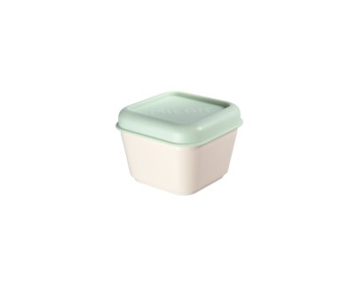 Milan Coleccion 430 Fiambrera Cuadrada 0.33L - Apta para Microondas, Lavavajillas y Congelador - Libre de BPA - Medidas 10x10x7,5cm - Color Beige/Verde