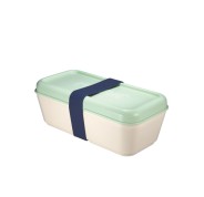 Milan Coleccion 430 Fiambrera Rectangular 0.75L - Apta para Microondas, Lavavajillas y Congelador - Libre de BPA - Divisor Interior Movil - Medidas 20x10x7,5cm - Color Blanco Crudo/Verde