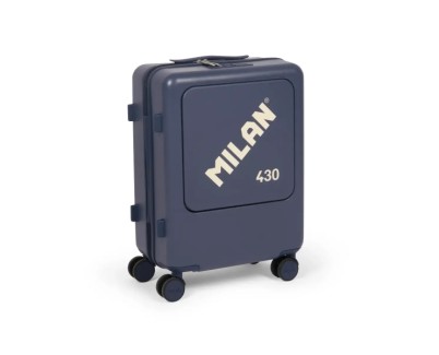 Milan Coleccion 430 Maleta de Cabina Rigida - 4 Ruedas Dobles 360&ordm; - Cierre con Combinacion de 3 Digitos - Apertura Independiente del Compartimento Principal y el Frontal - Medidas 55x40x23cm - Color Azul