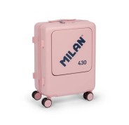 Milan Coleccion 430 Maleta de Cabina Rigida - 4 Ruedas Dobles 360º - Cierre con Combinacion de 3 Digitos - Apertura Independiente del Compartimento Principal y el Frontal - Medidas 55x40x23cm - Color Rosa