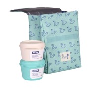 Milan Coleccion 460 Bolsa Isotermica Porta Alimentos 3,5L - Incluye 2 Recipientes para Alimentos de 0,25L - Interior Aislante Termico - Color Verde/Azul