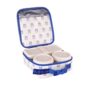 Milan Coleccion 460 Bolsa Isotermica Porta Alimentos 3,9L - Incluye 3 Recipientes para Alimentos 2x de 0,25L y 1x de 0,75 L - Interior Aislante Termico - Color Beige/Azul