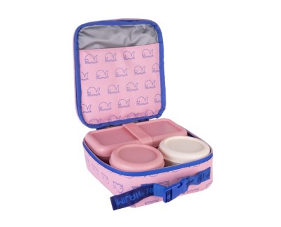 Milan Coleccion 460 Bolsa Isotermica Porta Alimentos 3,9L - Incluye 3 Recipientes para Alimentos 2x de 0,25L y 1x de 0,75 L - Interior Aislante Termico - Color Rosa/Azul