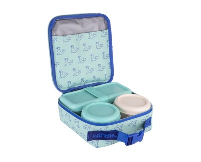 Milan Coleccion 460 Bolsa Isotermica Porta Alimentos 3,9L - Incluye 3 Recipientes para Alimentos 2x de 0,25L y 1x de 0,75 L - Interior Aislante Termico - Color Verde/Azul
