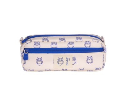 Milan Coleccion 460 Portatodo Rectangular - 2 Compartimentos con Cremallera - Color Beige/Azul