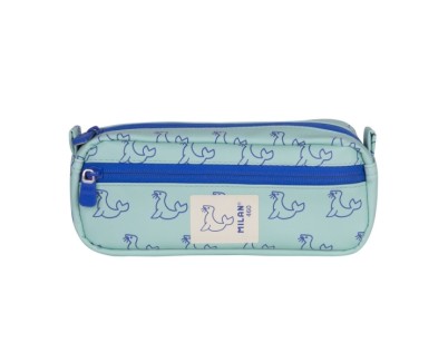 Milan Coleccion 460 Portatodo Rectangular - 2 Compartimentos con Cremallera - Color Verde/Azul