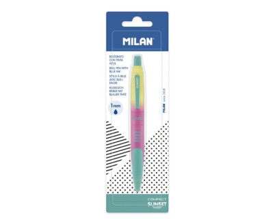 Milan Compact Sunset Blister con 1 Boligrafo de Bola Retractil - Tinta Azul - Punta Redonda 1mm - Colores Surtidos
