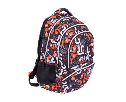 Milan Fingers Mochila Escolar 25L - Bolsillos Laterales de Malla - Compartimento Interior para Portatil - 4 Cremalleras - 46.5x30x17cm - Color Naranja