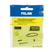 Milan Fluo Pack de 50 Notas Adhesivas - Translucidas - Removibles - 76x76mm - Color Amarillo