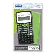 Milan M240 Calculadora Cientifica 10+2 Digitos - Pantalla de 2 Lineas - 240 Funciones Integradas Incluyendo 124 Cientificas - Carcasa Protectora Verde - Color Negro/Blanco/Verde/Gris