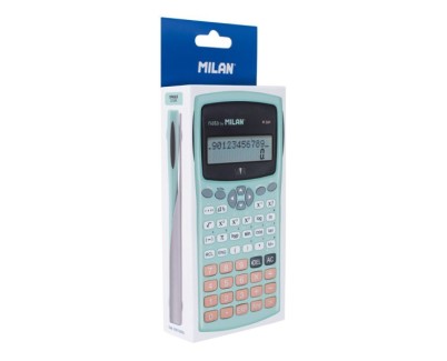 Milan M240 Silver Calculadora Cientifica 10+2 Digitos - Pantalla de 2 Lineas - 240 Funciones Integradas Incluyendo 124 Cientificas - Carcasa Protectora - Color Turquesa
