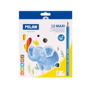 Milan Maxi Pack de 12 Lapices de Colores - Incluye Sacapuntas - Hexagonales - Colores Surtidos