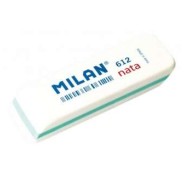 Milan Nata 612 Goma de Borrar Biselada - Plastico - Suave - No Abrasiva - Color Blanco