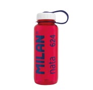 Milan Nata® 624 Botella de Tritan 0.65L - Muy Ligera - Dosificador Extraíble - Escala de Medida - Libre de BPA - Rosa Transparente/Blanco