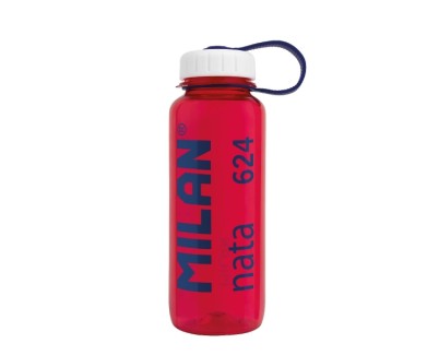 Milan Nata® 624 Botella de Tritan 0.65L - Muy Ligera - Dosificador Extraíble - Escala de Medida - Libre de BPA - Rosa Transparente/Blanco