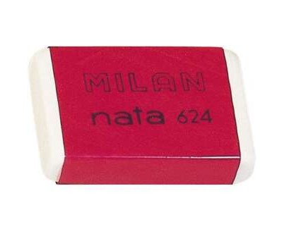 Milan Nata 624 Goma de Borrar Rectangular - Plastico - Suave - No Abrasiva - Color Blanco