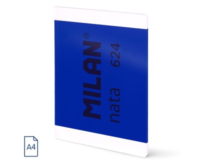 Milan Nata 624 Libreta Encolada Formato A4 Cuadricula 5x5mm - 48 Hojas de 95 gr/m2 - Microperforado - Color Azul