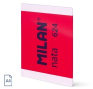 Milan Nata 624 Libreta Encolada Formato A4 Cuadricula 5x5mm - 48 Hojas de 95 gr/m2 - Microperforado - Color Rosa