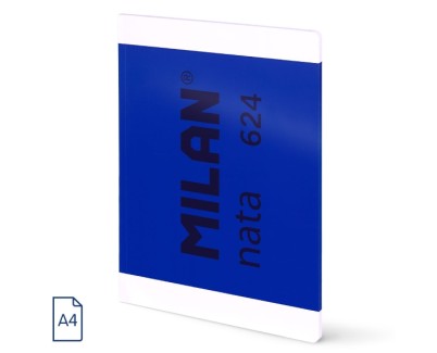 Milan Nata 624 Libreta Encolada Formato A4 Liso - 48 Hojas de 95 gr/m2 - Microperforado - Color Azul
