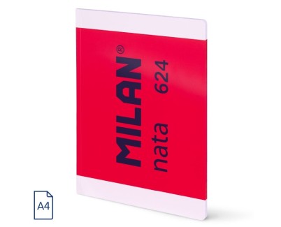 Milan Nata 624 Libreta Encolada Formato A4 Pautado 7mm - 48 Hojas de 95 gr/m2 - Microperforado - Color Rosa