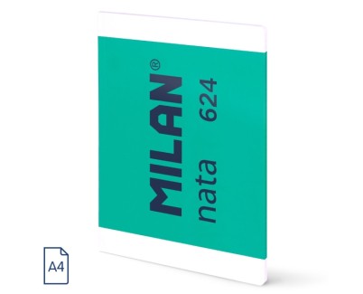 Milan Nata 624 Libreta Encolada Formato A4 Pautado 7mm - 48 Hojas de 95 gr/m2 - Microperforado - Color Verde