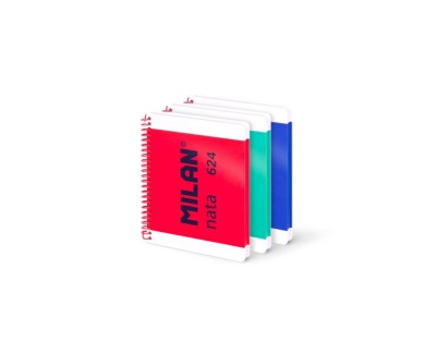 Milan Nata 624 Pack de 3 Cuadernos Espiral Formato A5 Lisos - 80 Hojas de 95 gr/m2 - Microperforado, 4 Taladros - Colores Surtidos