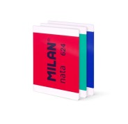 Milan Nata 624 Pack de 3 Libretas Encoladas Formato A4 Pautado 7mm - 48 Hojas de 95 gr/m2 - Microperforado - Colores Surtidos