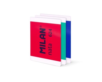 Milan Nata 624 Pack de 3 Libretas Encoladas Formato A4 Pautado 7mm - 48 Hojas de 95 gr/m2 - Microperforado - Colores Surtidos