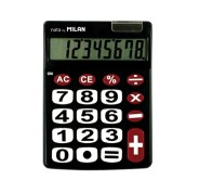 Milan Nata Calculadora de Sobremesa 8 Digitos - Teclas Grandes - Tecla Rectificacion Entrada de Datos - Color Negro