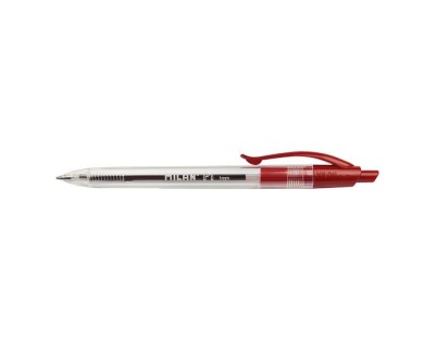 Milan P1 Boligrafo de Bola Retractil - Punta Redonda 1mm - Cuerpo Transparente - Color Rojo