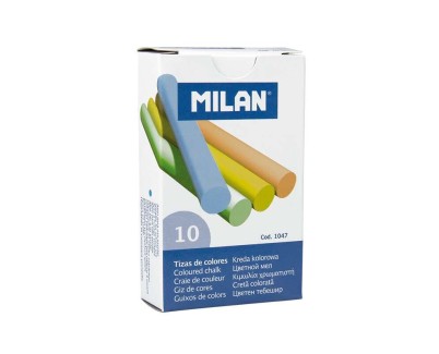 Milan Pack de 10 Tizas de Colores - Redondas - No Contienen Caseina - Colores Surtidos