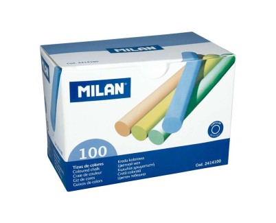 Milan Pack de 100 Tizas - Redondas - No Contienen Caseina - Colores Surtidos