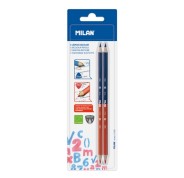 Milan Pack de 2 Lapices Bicolores Rojo y Azul - Mina 2.9mm - Forma Triangular