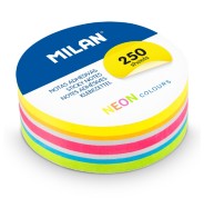 Milan Pack de 250 Notas Adhesivas - Colores Neon - Redondas - 67mm - Colores Surtidos