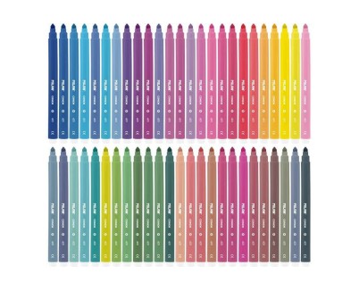 Milan Pack de 50 Rotuladores - Punta Conica 5mm - Tinta al Agua - Lavable - Colores Surtidos