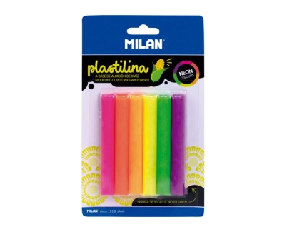 Milan Pack de 6 Barritas Plastilina de Colores - 100% Vegetal - Muy Moldeable - No Se Seca - Colores Mezclables - 70g - Colores Surtidos
