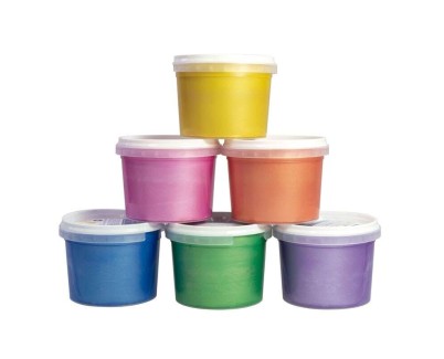Milan Pack de 6 Botes de Pintura para Dedos - 100ml - Facil Aplicacion - Mezclable - Colores Metalizados Surtidos