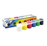 Milan Pack de 6 Botes de Tempera 25ml + 1 Pincel Serie 101 - Secado Rapido - Mezclable - Colores Surtidos