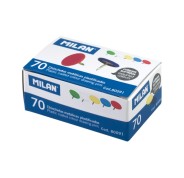 Milan Pack de 70 Chinchetas Metalicas - Plastificadas - Colores Surtidos