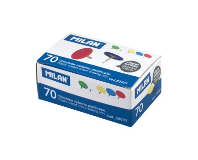 Milan Pack de 70 Chinchetas Metalicas - Plastificadas - Colores Surtidos