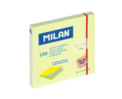 Milan Pastel Pack de 100 Notas Adhesivas - 76x76mm - Colores Pastel Surtidos