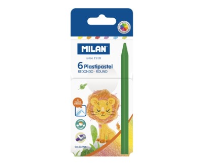 Milan Plastipastel Pack de 6 Ceras de Colores Redondas - Colores Surtidos
