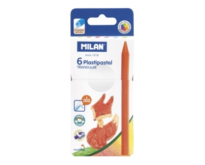 Milan Plastipastel Pack de 6 Ceras de Colores Triangulares - Colores Surtidos
