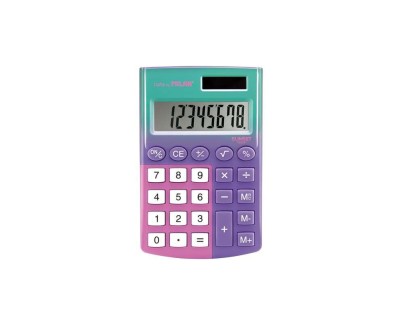 Milan Pocket Sunset Calculadora de Bolsillo con Pantalla de 8 Digitos - 3 Teclas de Memoria y Raiz Cuadrada - Teclas con Tacto Suave