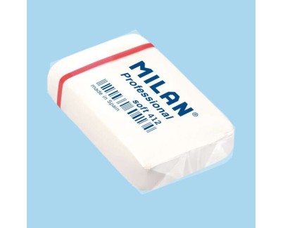 Milan Professional Soft 412 Goma de Borrar Rectangular - Miga de Pan - Caucho Sintetico - Envueltas Individualmente - Color Blanco
