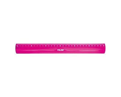 Milan Regla Flexible y Resistente - Longitud 30cm - Color Rosa Translucido