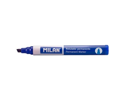 Milan Rotulador Permanente Punta Biselada - Punta 1 - 4mm - Tinta a Base de Alcohol - Color Azul