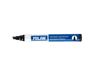 Milan Rotulador Permanente Punta Biselada - Punta 1 - 4mm - Tinta a Base de Alcohol - Color Negro