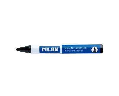 Milan Rotulador Permanente - Punta Redonda 4mm - Tinta a Base de Alcohol - Color Negro