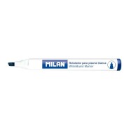 Milan Rotuladores para Pizarra Blanca con Punta Biselada - Punta 1 - 4 mm - Tinta a Base de Alcohol - Borrable en Seco - Color Azul